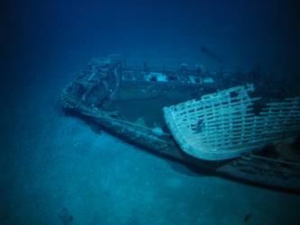 Boat lying across what is believed to be 36-foot motor pinnace